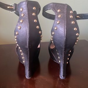 Studded black wedge heels size 7